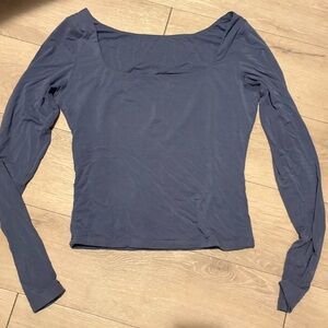 Elegant Blue Long Sleeve Top